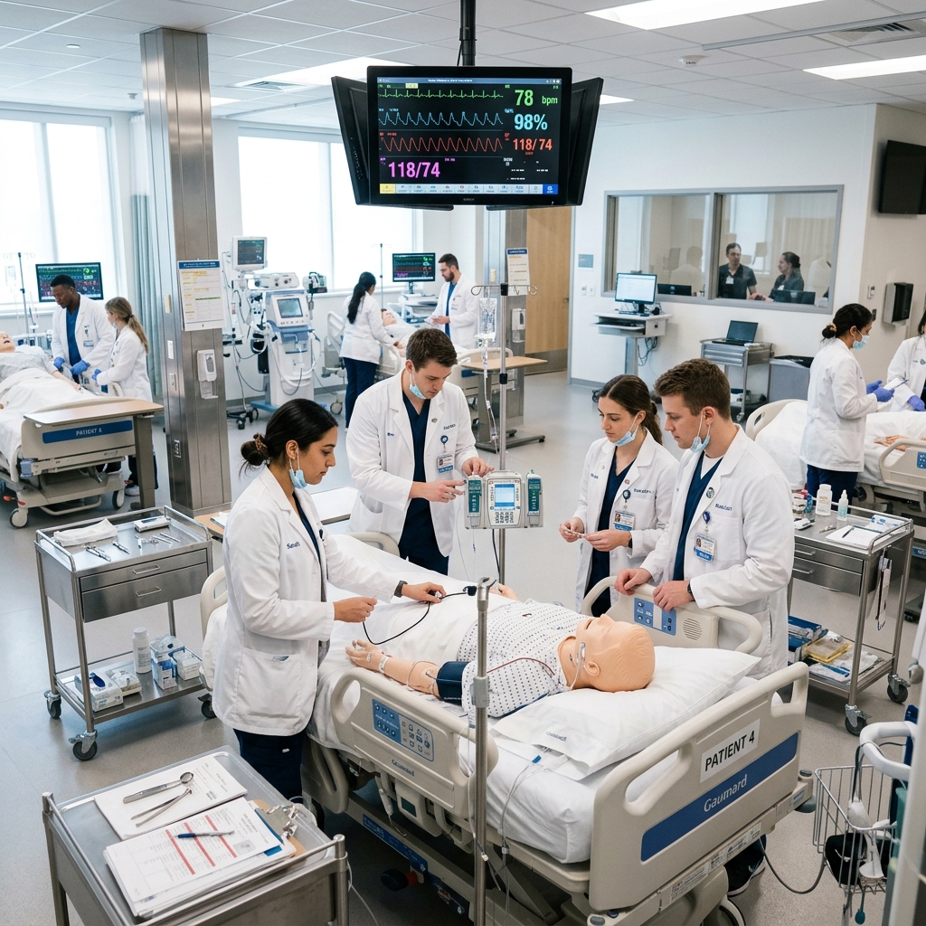 Students in Medical Simulation Lab at GRUNI